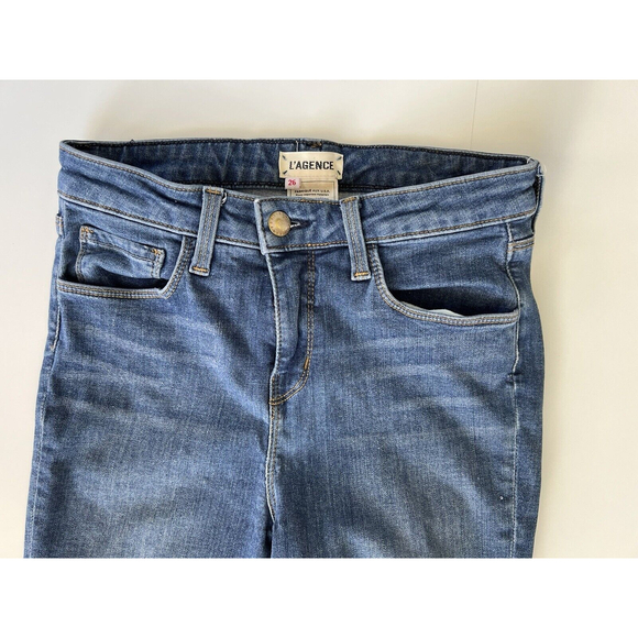 L’agence Jeans High Rise Skinny High Rise Dark Wash Stretch size 26 EUC - Picture 2 of 5